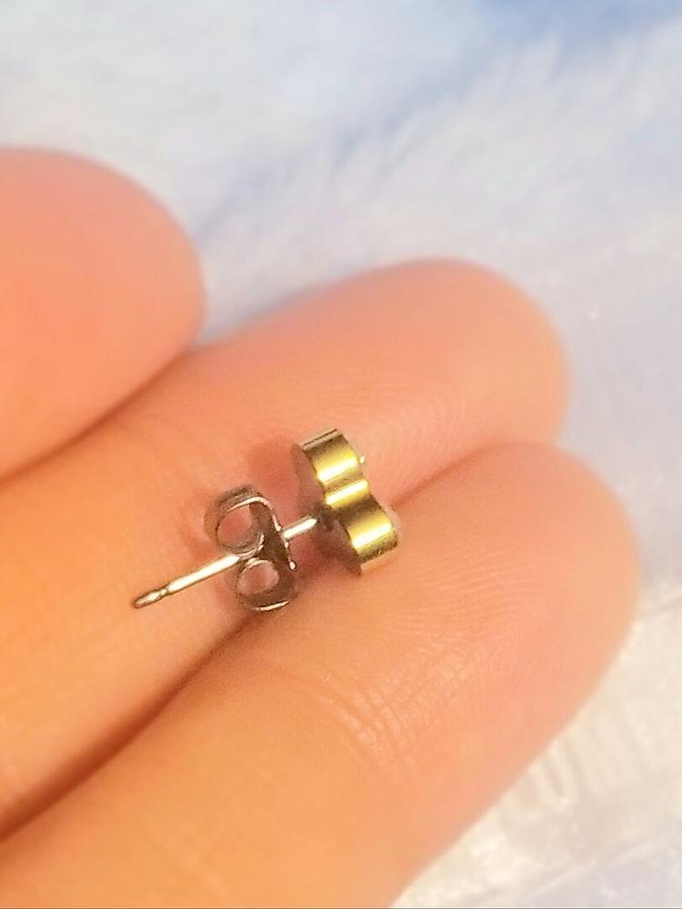Golden Titanium Clover 8mm Crystal Earrings - Customer Photo From Beth S.