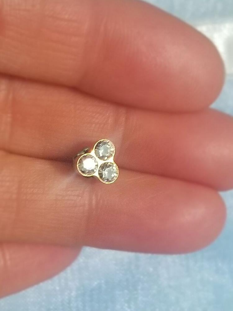 Golden Titanium Clover 8mm Crystal Earrings - Customer Photo From Beth S.