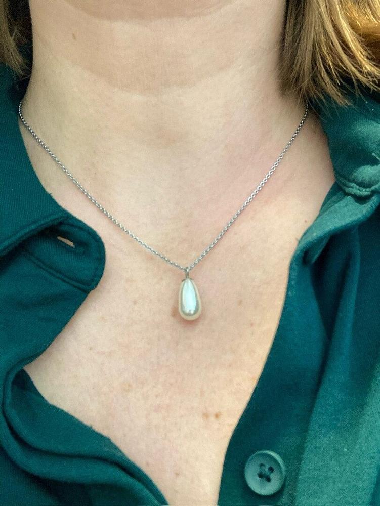 15mm White Pearl Drop Pendant - Customer Photo From Jen