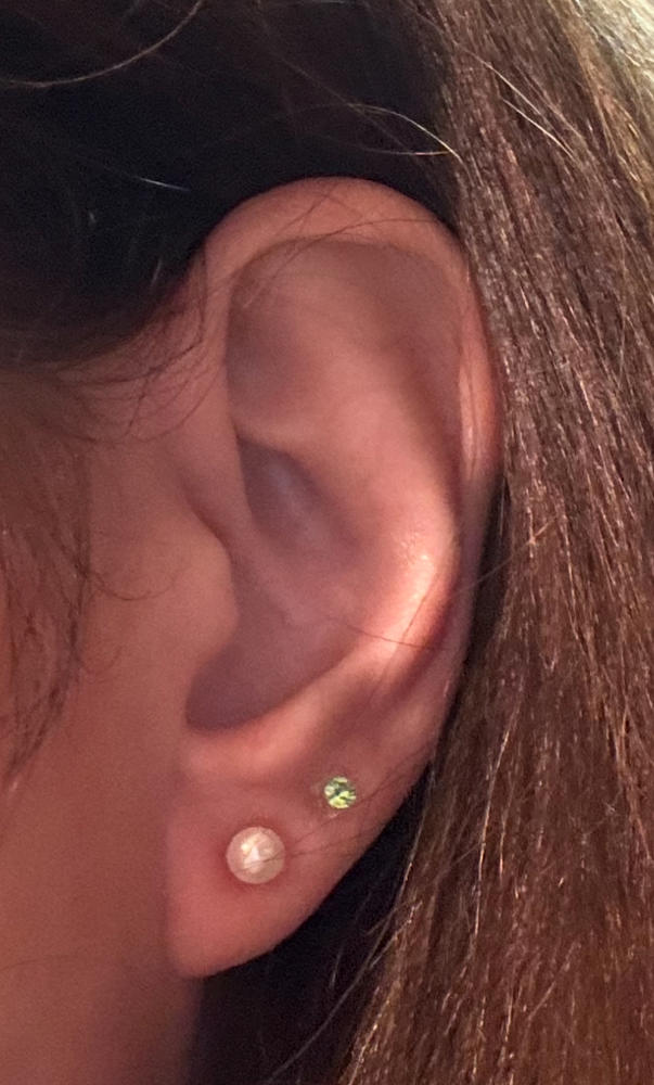 Medical Plastic 6mm White Pearl Earrings - Customer Photo From Kathleen 