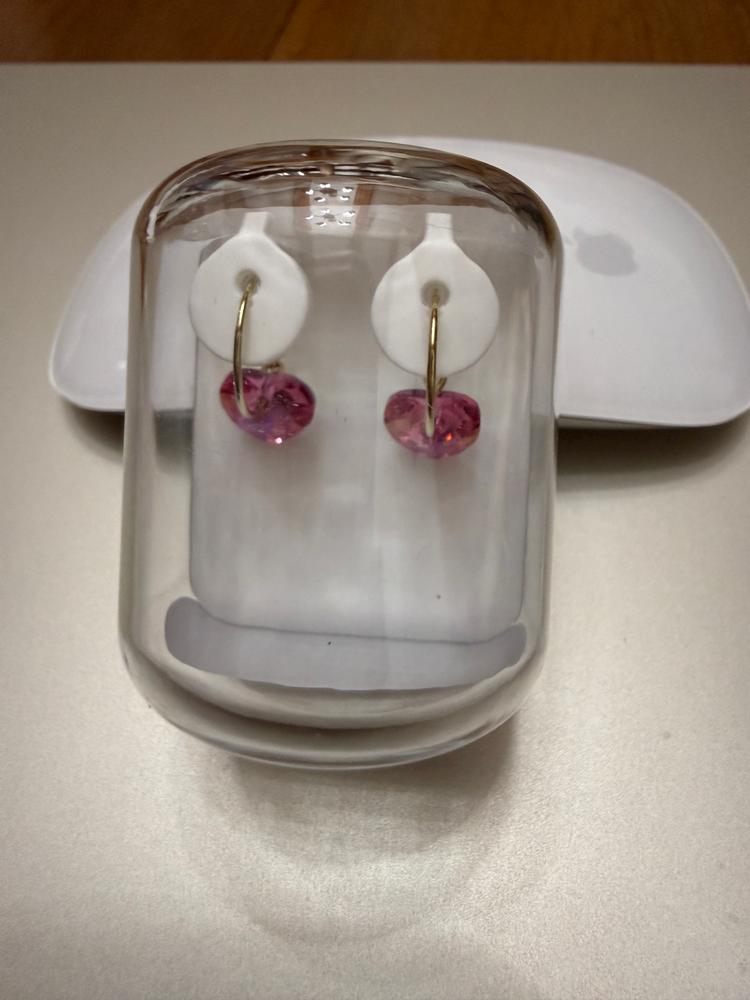 Golden Titanium Heart Pendant Earrings - Customer Photo From M S