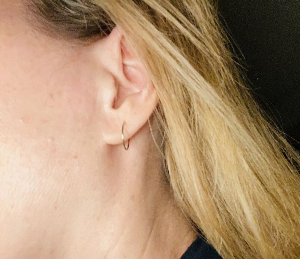 Golden Titanium Round 8mm Pendant Ear Ring - Customer Photo From Kathryn S.