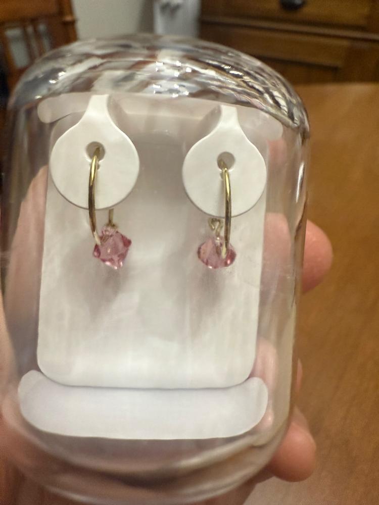 Golden Titanium Bicone Pendant 14mm Ear Rings - Customer Photo From Anonymous