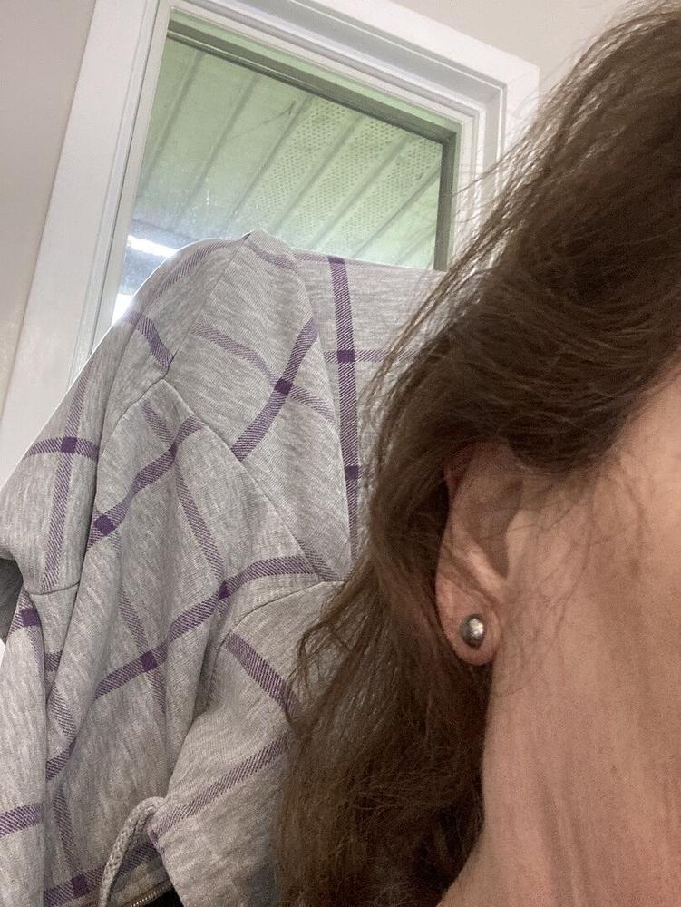 Natural Titanium 8mm Half Ball Earrings - Customer Photo From Barbara S.