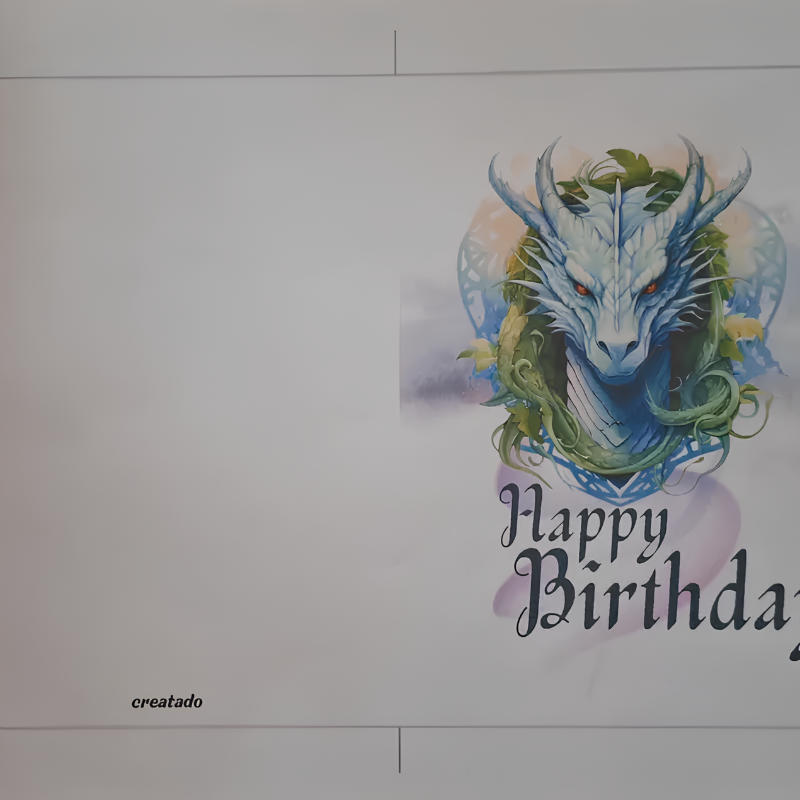 Printable Dragon Birthday Card Celtic Blue | Instant Download - Customer Photo From Mark