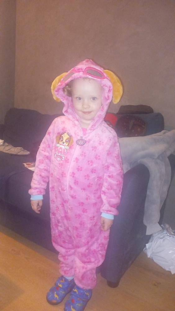 PAW Patrol Skye Girls Onesie 3D Ears Soft Fleece Pink Stripe