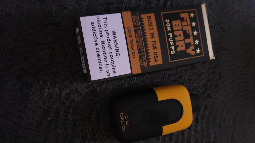 Fifty Bar Disposable Vape | 20K Puffs - Black Series - Gold Tobacco - Customer Photo From Terri Gill