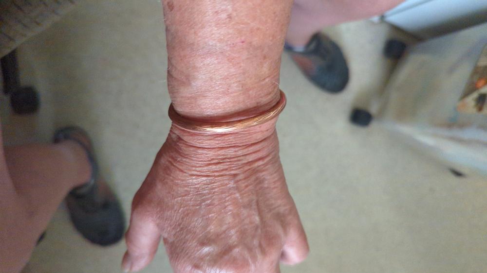 Pure Copper Cuff Bracelet – Distressed - Customer Photo From Connie Keiser