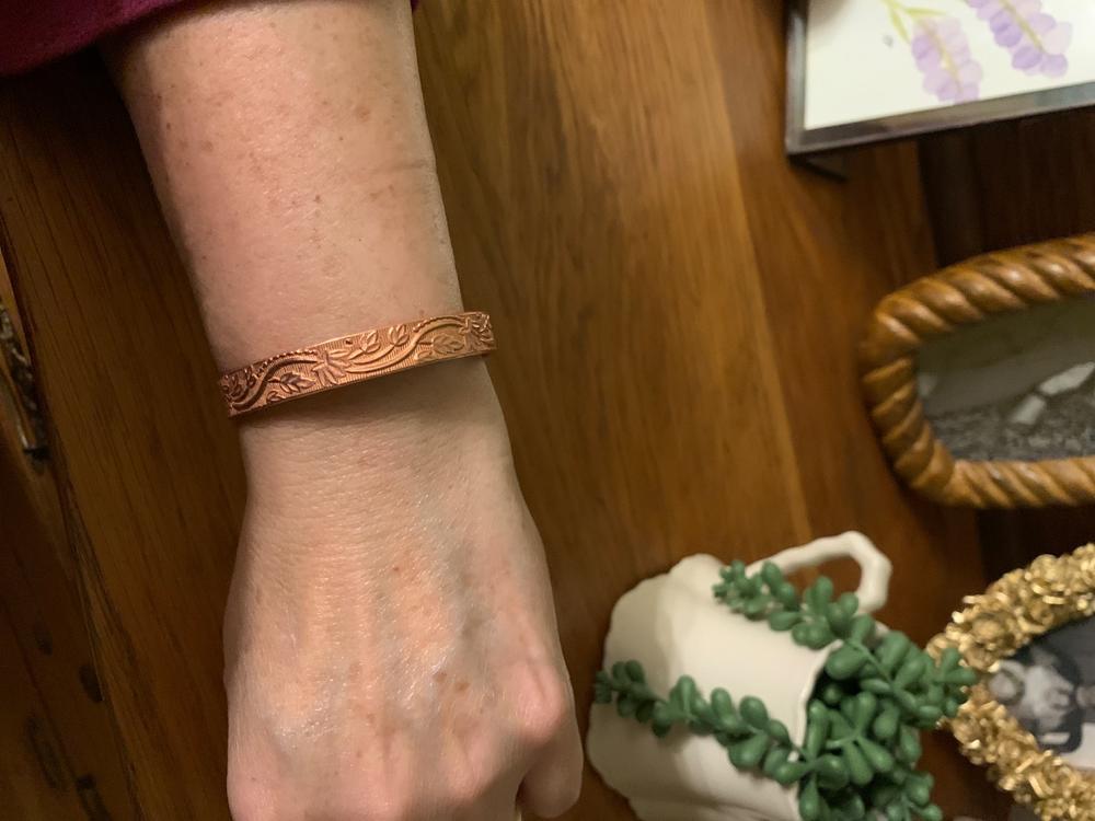Pure Copper Cuff Bracelet for Women – Floral - Customer Photo From Kimberly Fultz