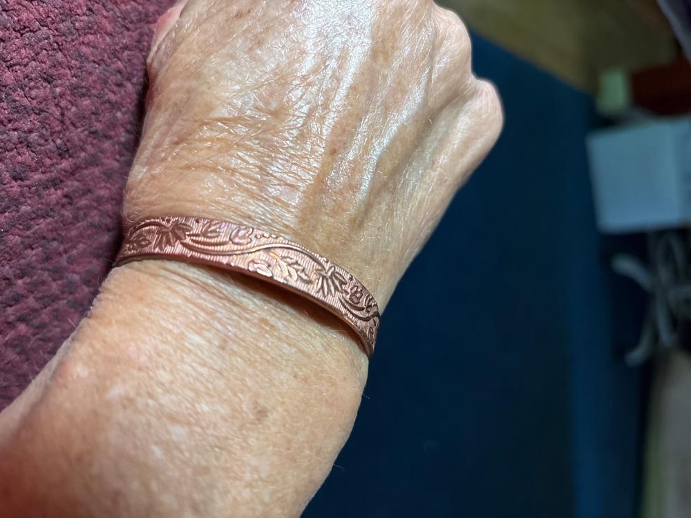 Pure Copper Cuff Bracelet for Women – Floral - Customer Photo From Patti Perry