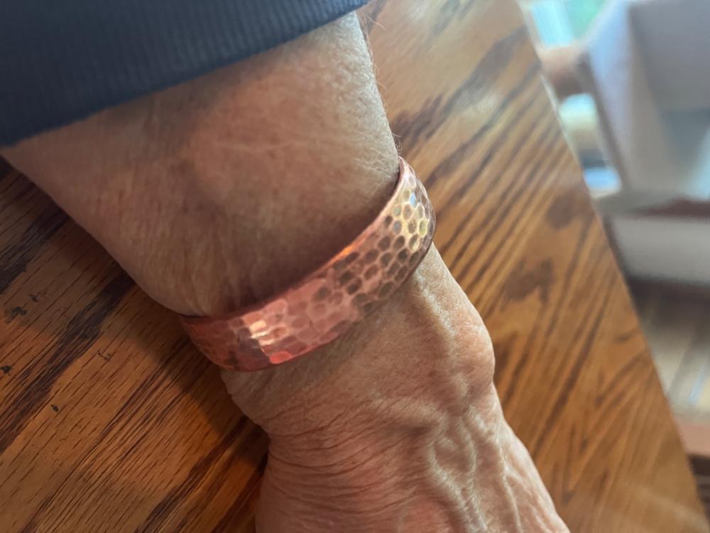 Pure Copper Cuff Bracelet – Hammered - Customer Photo From Debbie Minser