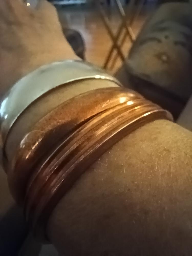 Pure Copper Cuff Bracelet – Plain - Customer Photo From Tracy Kazin