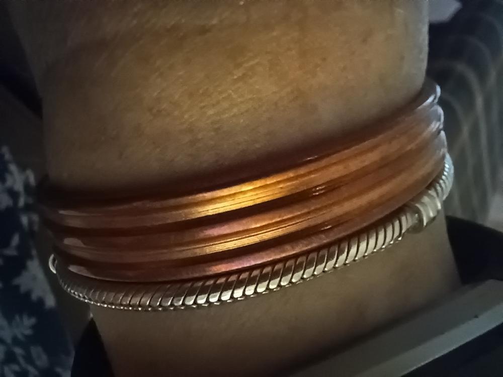 Pure Copper Cuff Bracelet – Plain - Customer Photo From Tracy Kazin