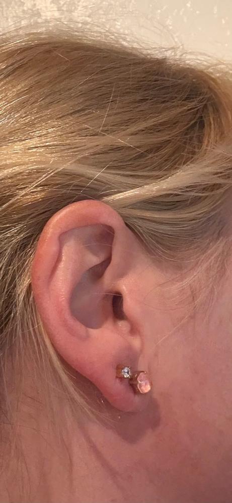 Golden Titanium 7mm Prong Set Coral Earrings - Customer Photo From Anonymous