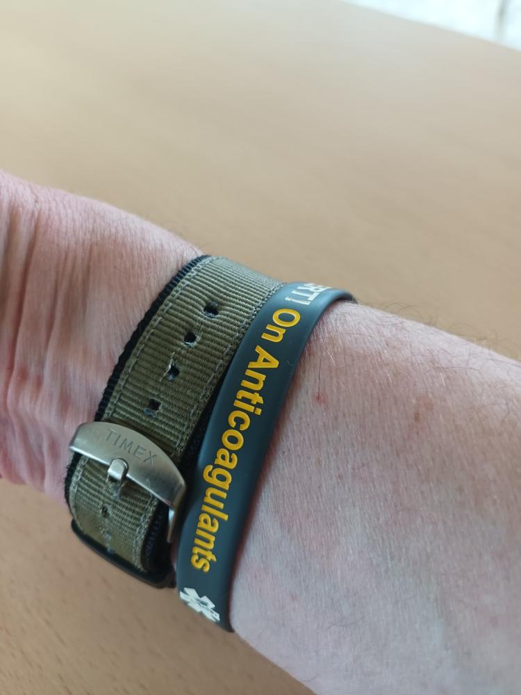 Pulmonary Embolism Medical Alert ID Bracelet - Reversible Sport/Slim Silicone, Waterproof, Engraved Plate