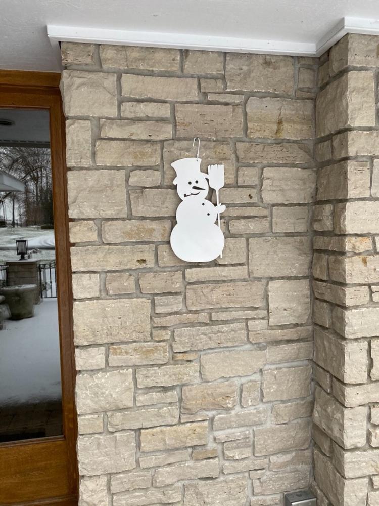 Wrought Iron 18 Inch White Snowman Hanging Silhouette - Customer Photo From Lisa Sherman