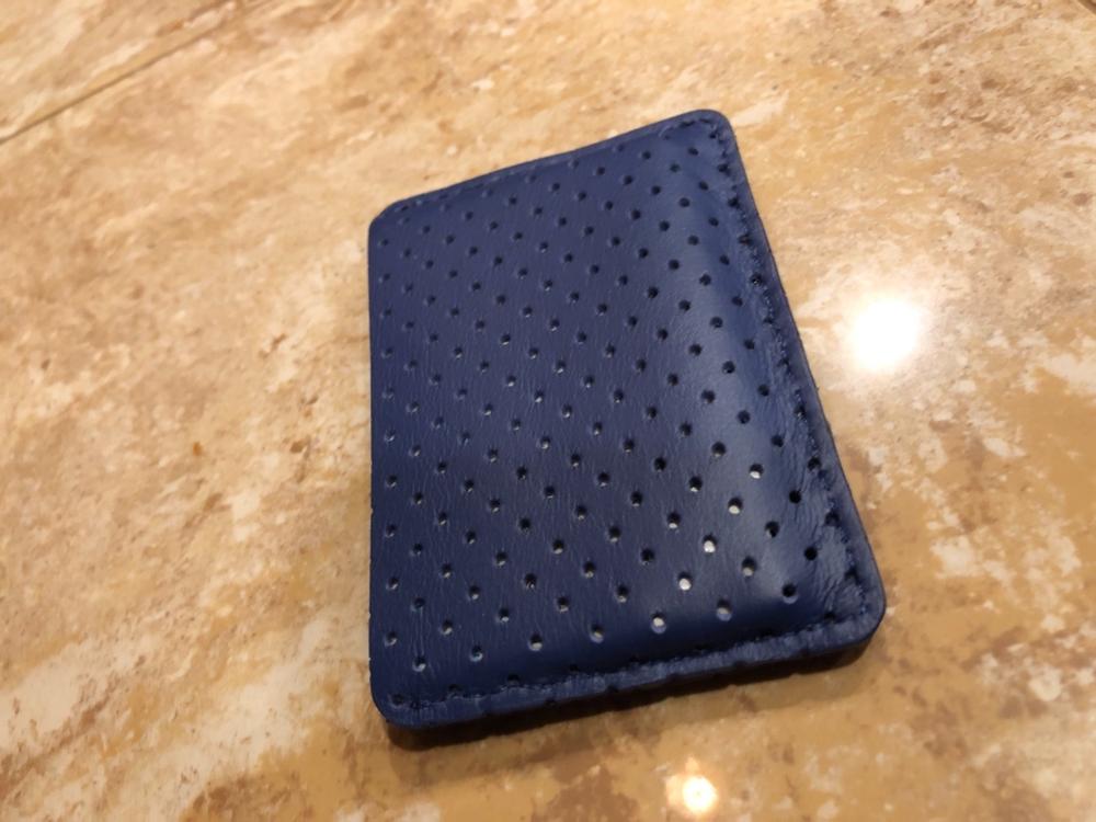 Card Wallet <br> Cobalt Perforated - Customer Photo From Kristin W.