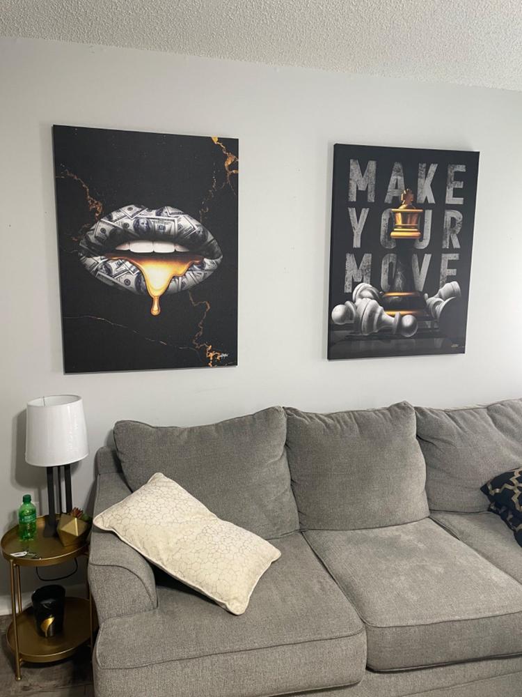  Inktuitive Lips 'Money Talks' Canvas Art, Liquid Gold  Motivational Wall Prints, Inspirational Décor for Bedroom, Makeup Room &  Business Office