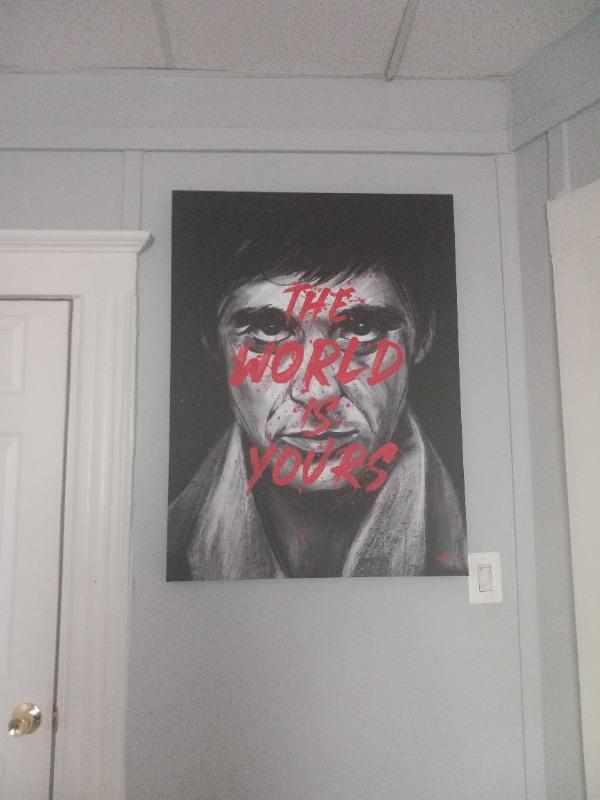 Shadow Scarfacescarface 'the World Is Yours' Canvas Art - Unframed  Watercolor Painting