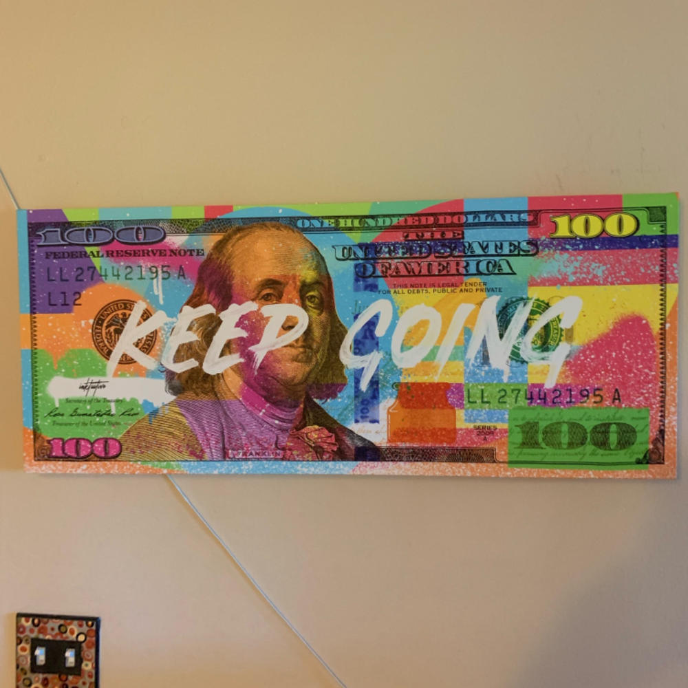  Inktuitive 'Money Press (Original)' Inspirational Wall Art, 100 Dollar Bill Canvas Print, Motivational Décor for Bedroom, Living Room  & Business Office