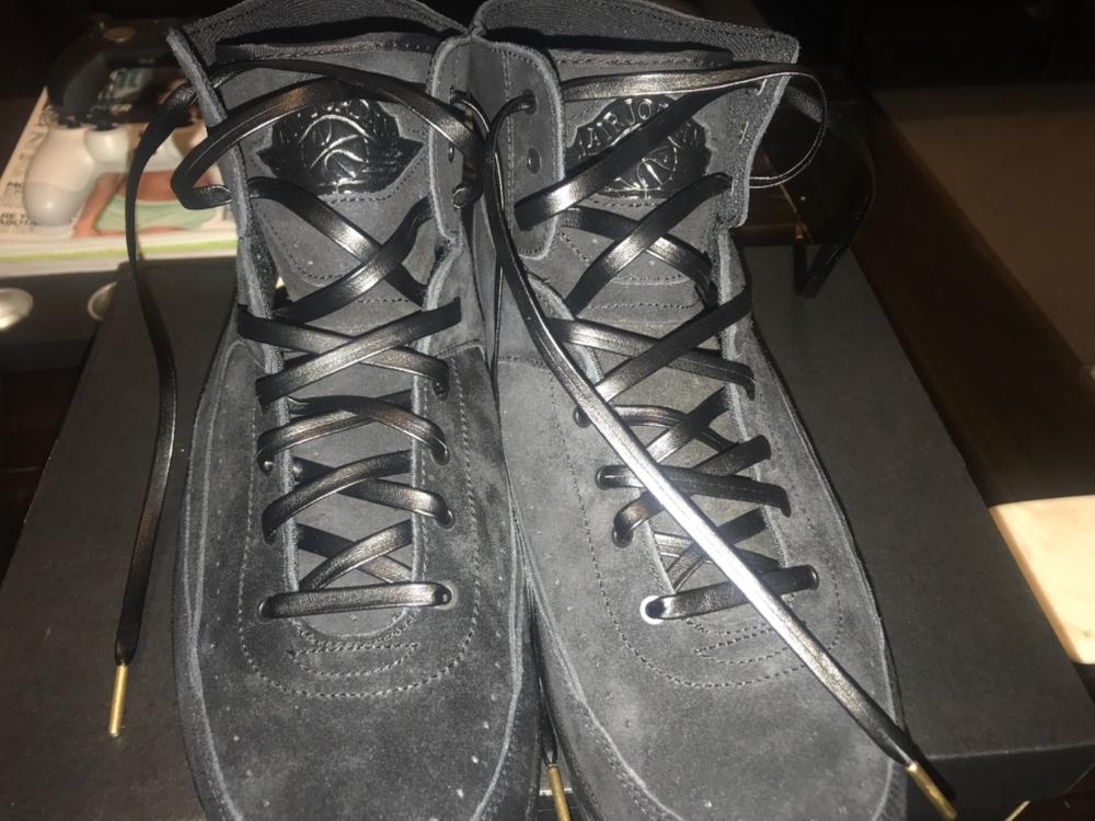 Black Leather Laces - Gold Aglet - Customer Photo From Akil J.