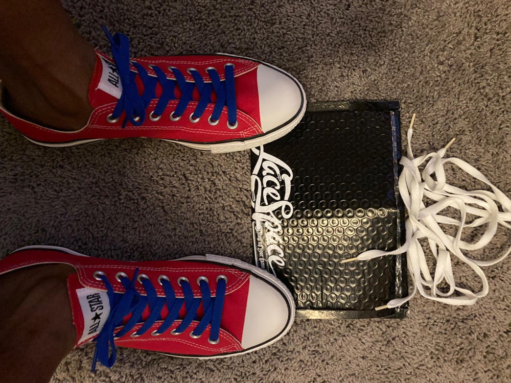 Blue Flat Laces - Essentials Collection - Customer Photo From Dondrick Bursey