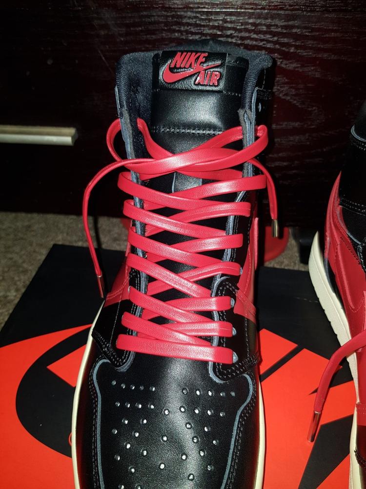 Red Leather Laces - Silver Aglet - Customer Photo From Adam H.