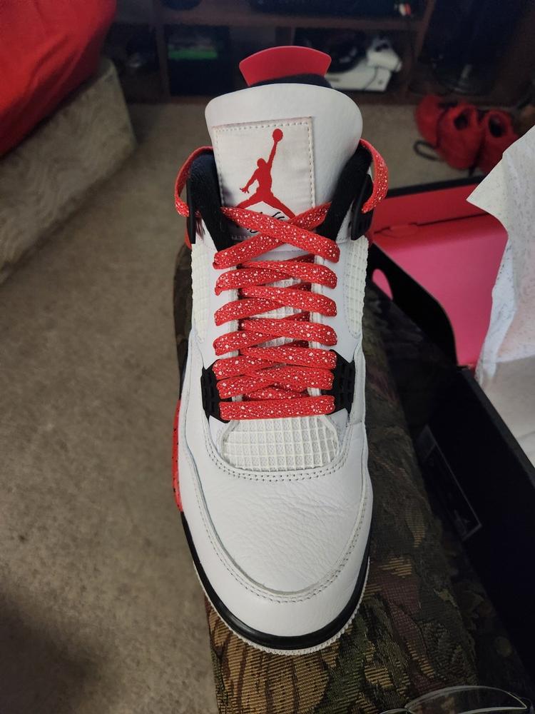 Red/White Speckled Flat Laces - Customer Photo From Charles Mattes