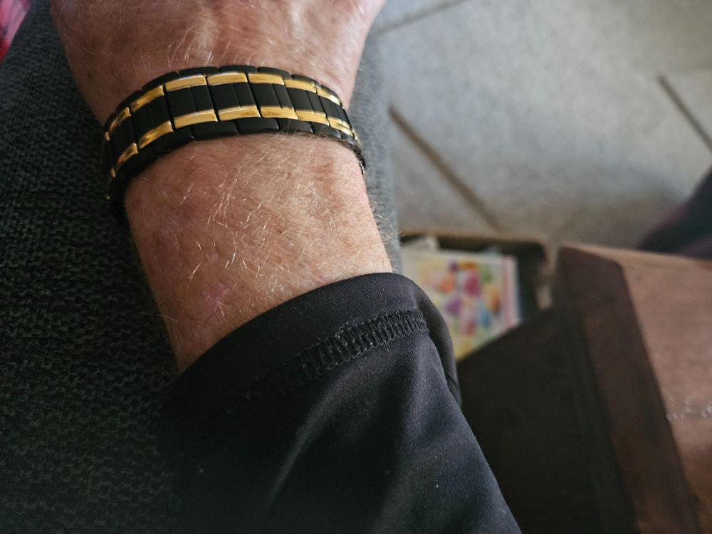 3x Strength Titanium Magnetic Bracelet for Men (Black & Gold) - Customer Photo From James Coles