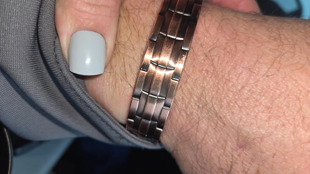 Stamped Chain Magnetic Copper Bracelet Cuff for Men - Customer Photo From Keri Gillis