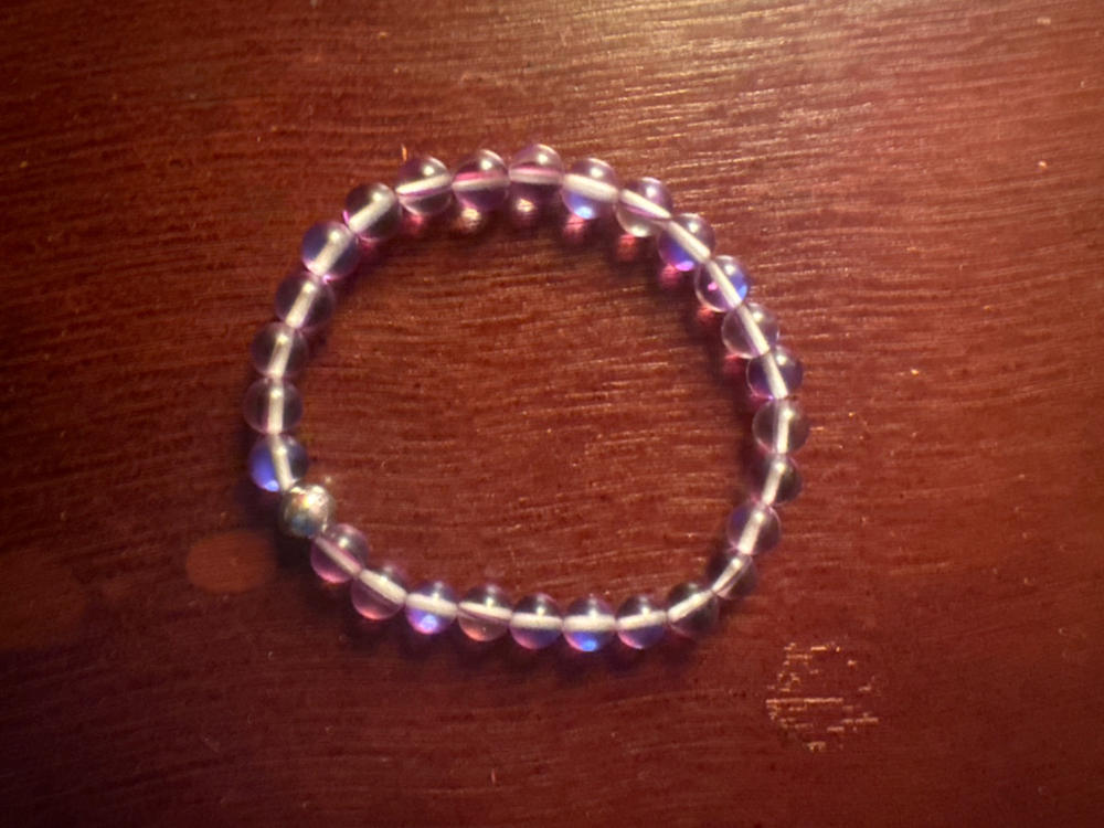 Violet | Silver | Mermaid Glass Bead Bracelet - Customer Photo From Angelica M.