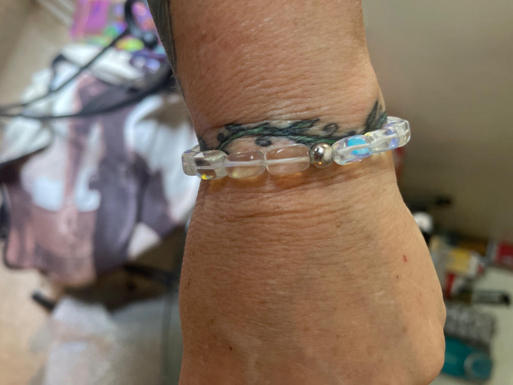 Rainbow Supernova | .925 Sterling Silver | Galaxy Glass Pebble Bracelet - Customer Photo From Tracey V.