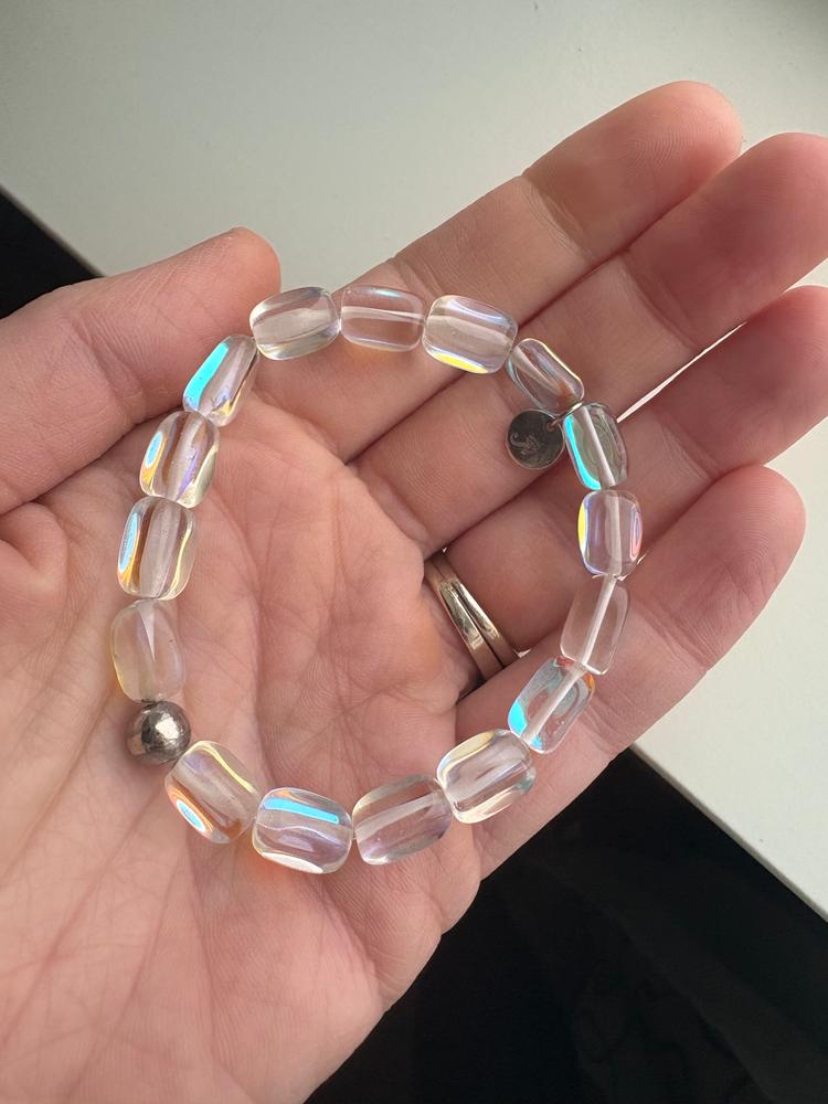 Rainbow Supernova | .925 Sterling Silver | Galaxy Glass Pebble Bracelet - Customer Photo From Rachel 