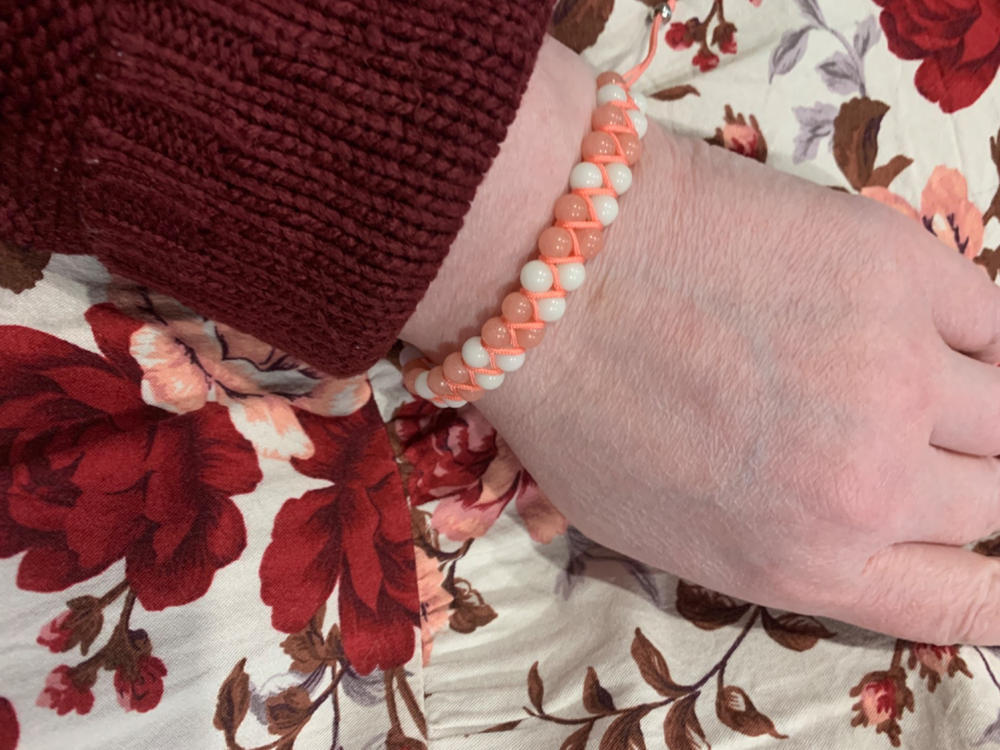 Coral x Porcelain | Lumos Ceramic | Vitality Macrame Bracelet - Customer Photo From Jennifer G.