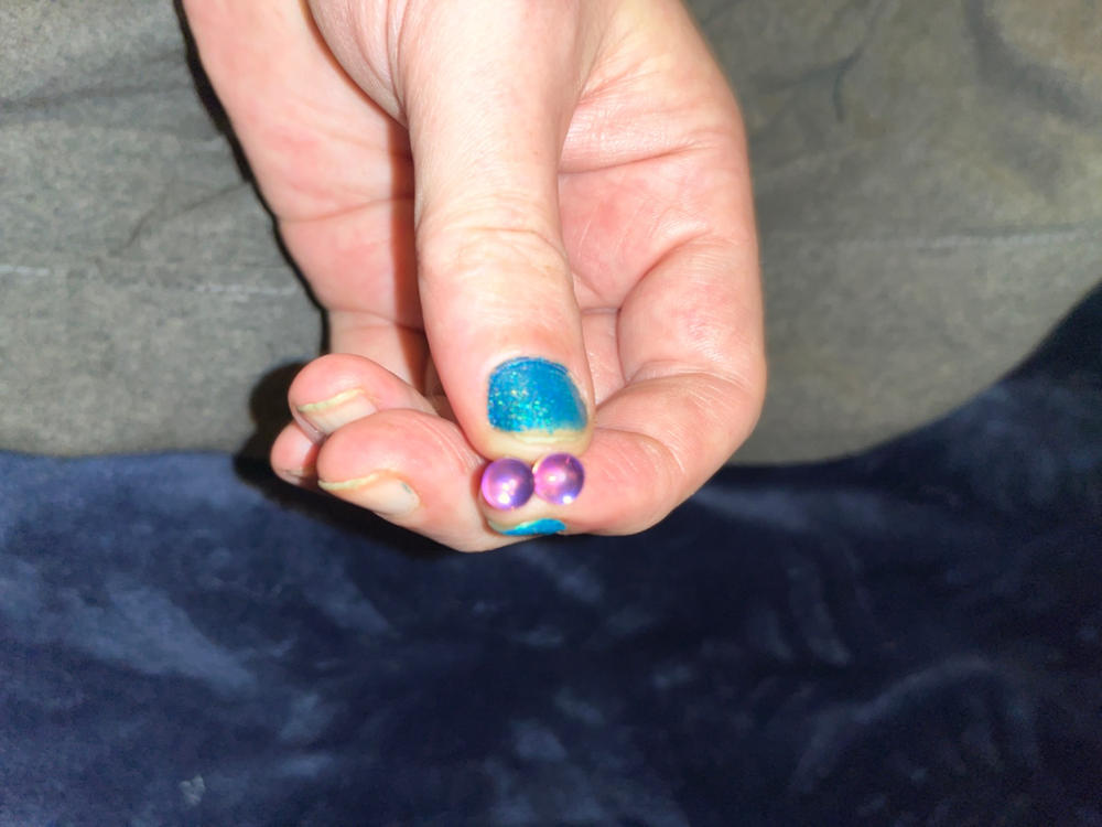 Cosmic Purple | .925 Sterling Silver | Galaxy Glass Mini Stud Earrings - Customer Photo From James W.