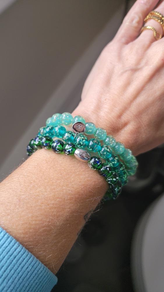 Blue Shamrock | .925 Sterling Silver | Firefly Glass Bracelet - Customer Photo From Chellsea 