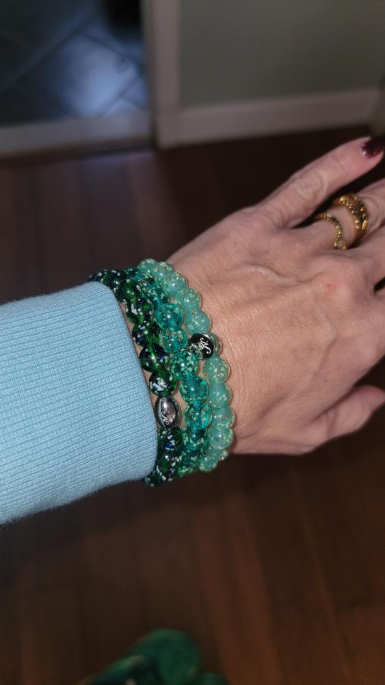 Blue Shamrock | .925 Sterling Silver | Firefly Glass Bracelet - Customer Photo From Chellsea 