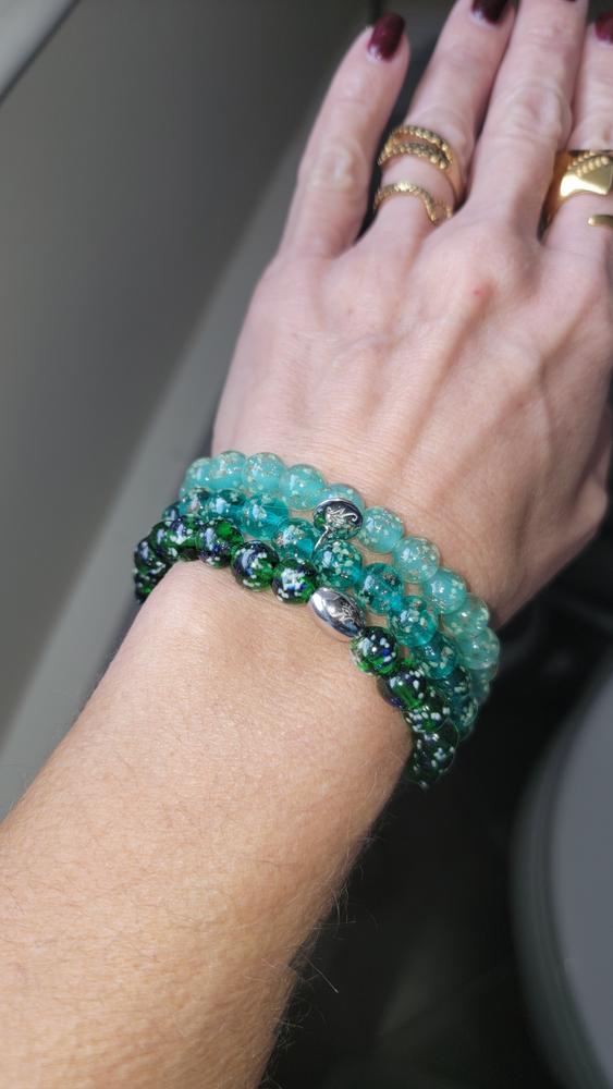 Blue Shamrock | .925 Sterling Silver | Firefly Glass Bracelet - Customer Photo From Chellsea 