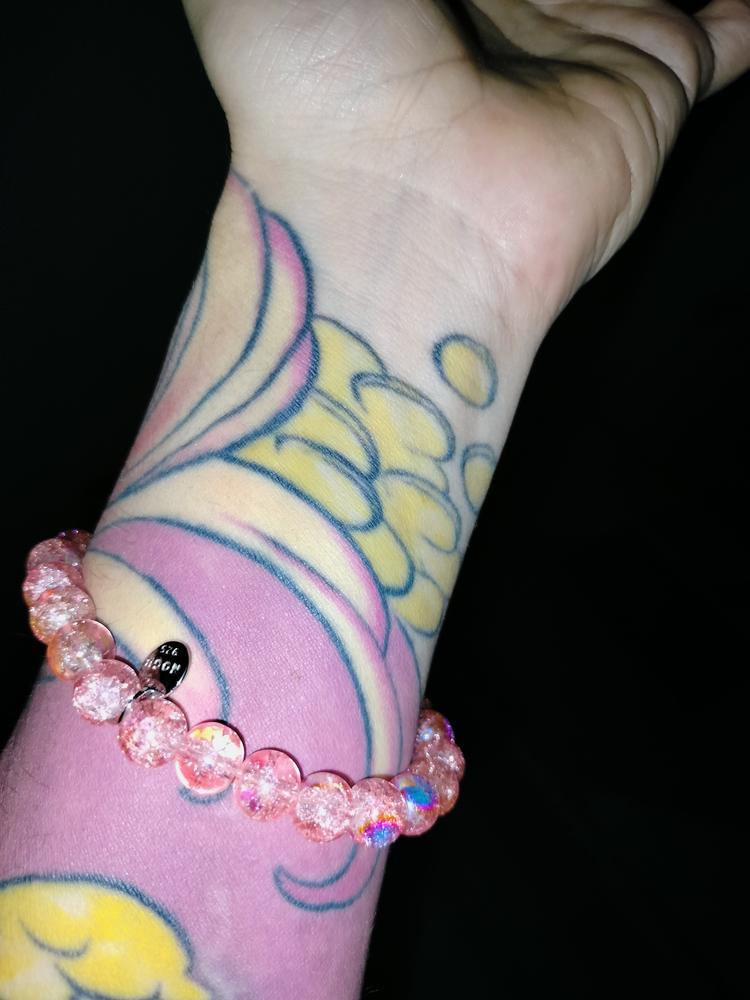 Magenta Meringue | .925 Sterling Silver | Bubble Glass Bracelet - Customer Photo From Kristie B