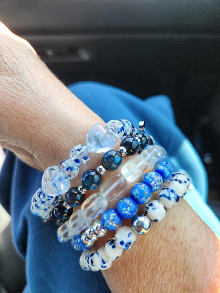Starlit Waves | Silver | Firefly Glass Macrame Bracelet - Customer Photo From kerry s.