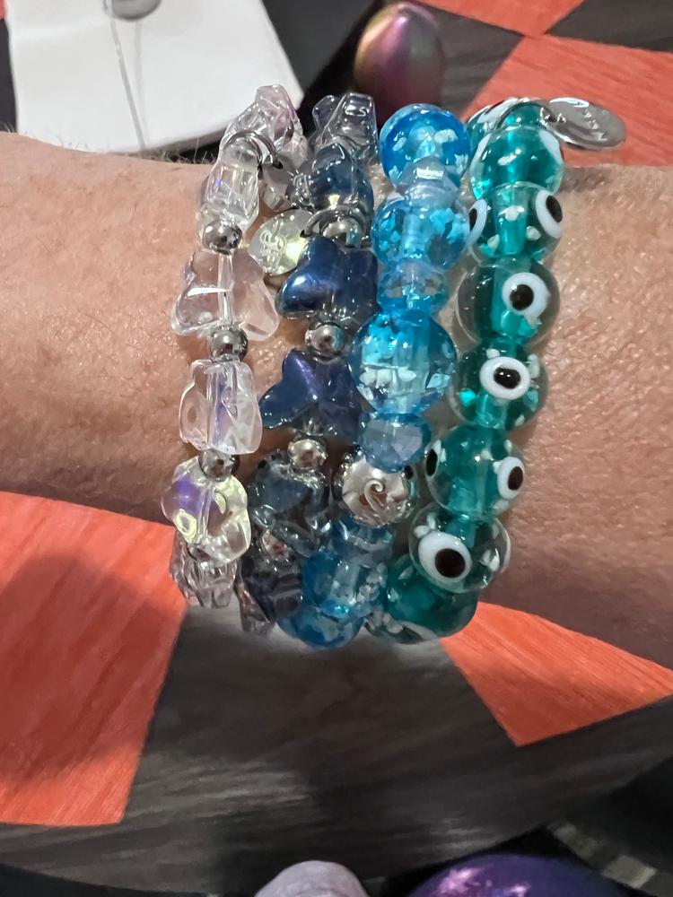 Aegean Sea | Silver | Mystic Blue Butterfly Bracelet - Customer Photo From Jennifer Rudnick