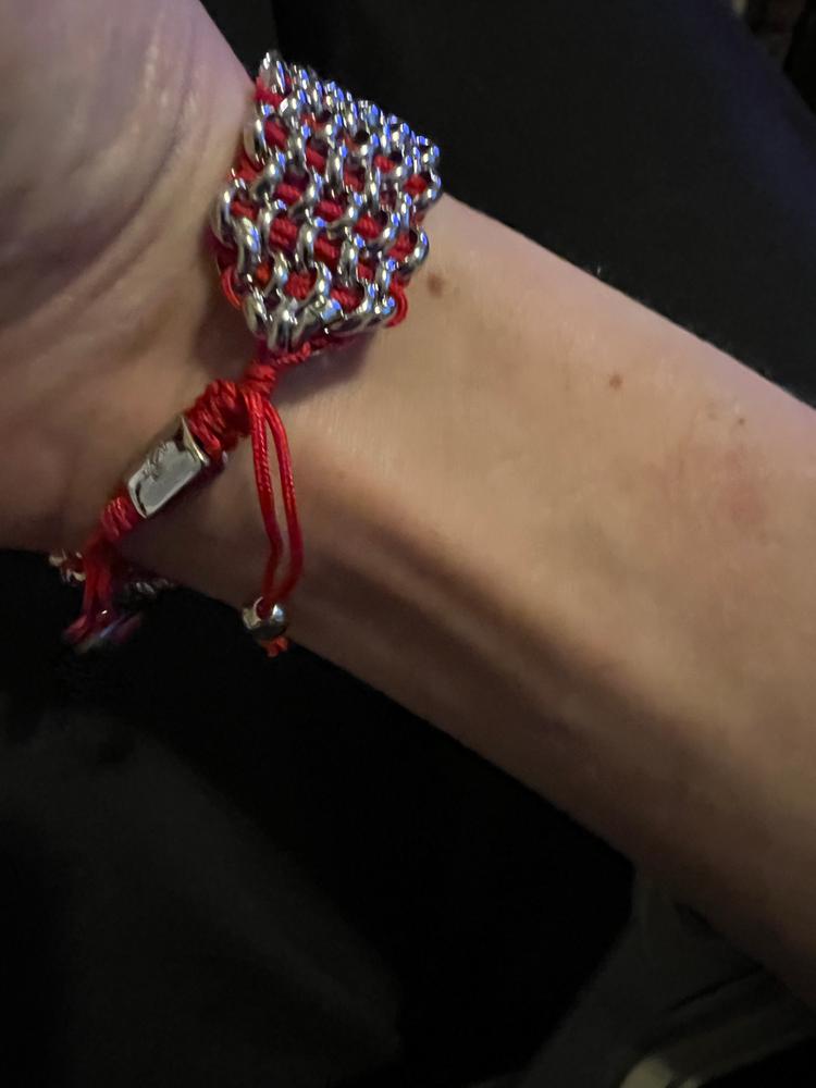 Red Panda Links | Deluxe Kismet Bracelet | Red x Silver - Customer Photo From Krysta S.