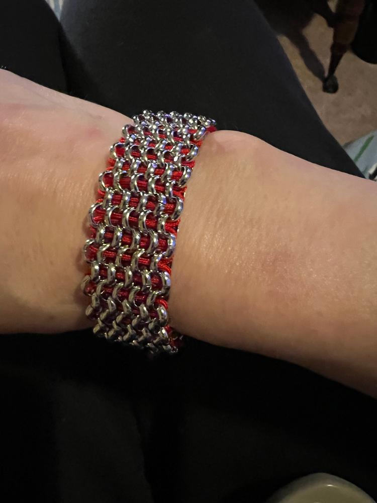 Red Panda Links | Deluxe Kismet Bracelet | Red x Silver - Customer Photo From Krysta S.