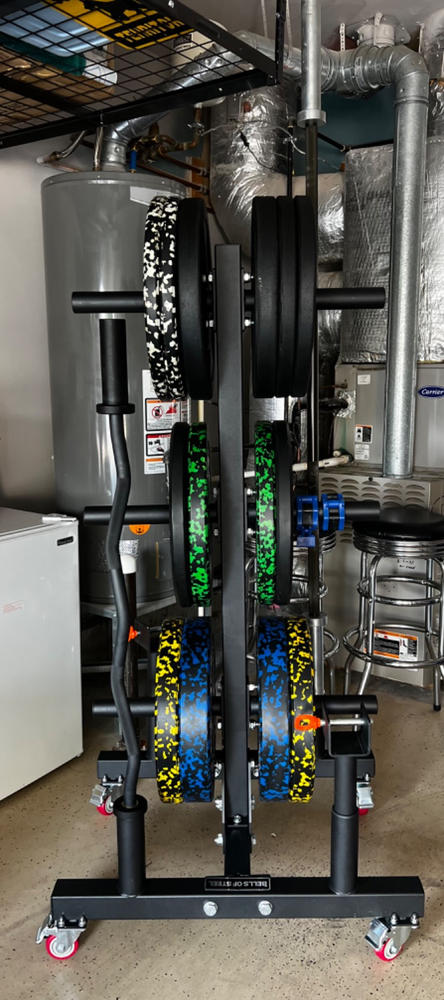 Bumper Plate Weight Tree and Bar Holder 2.0 - Customer Photo From Dr Jennifer Ormerod