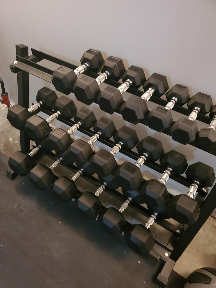 Set of 5-50lb Rubber Hex Dumbbells - 5lb increment pairs - Customer Photo From Mike Coates