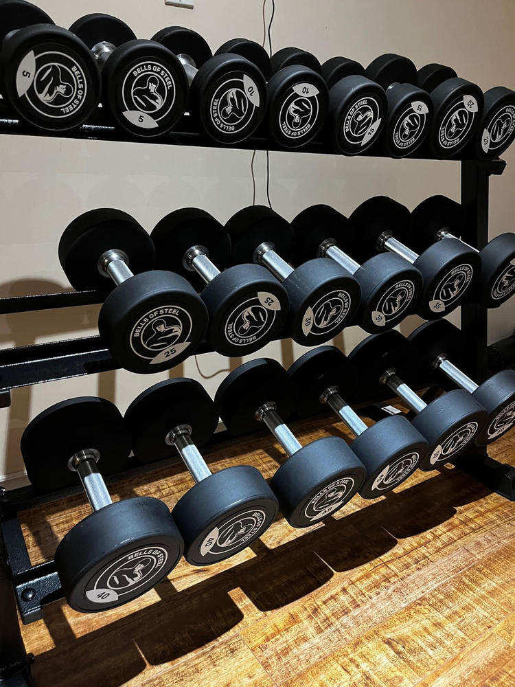 Set of 5-50 lb Commercial Urethane Dumbbells - 5lb increment pairs - Customer Photo From Terry Wallace