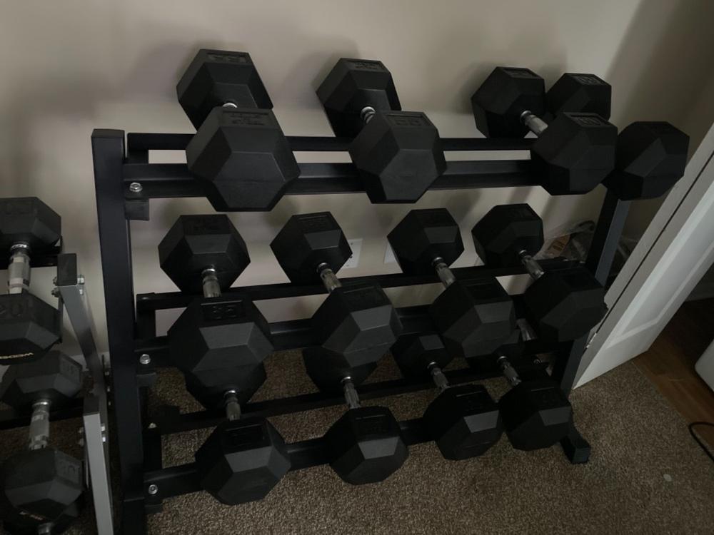 55-80 lb Rubber Hex Dumbbell Set - 5lb increment pairs - Customer Photo From Anonymous