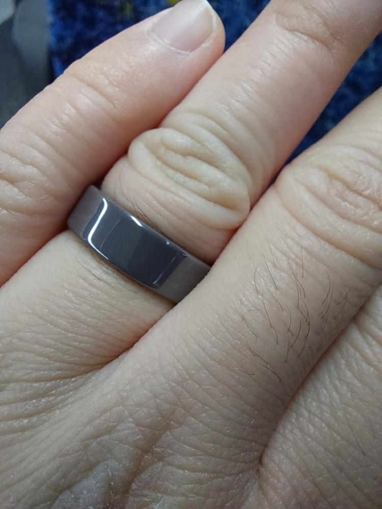 Unique Purple Lilac Gray Ceramic His or Hers Wedding Band - Customer Photo From Angelou
