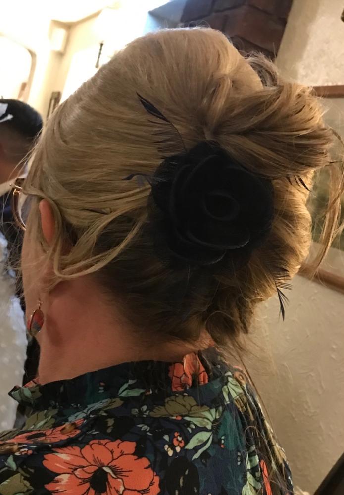 English Rose Small Navy Fascinator Clip - Customer Photo From Anonymous