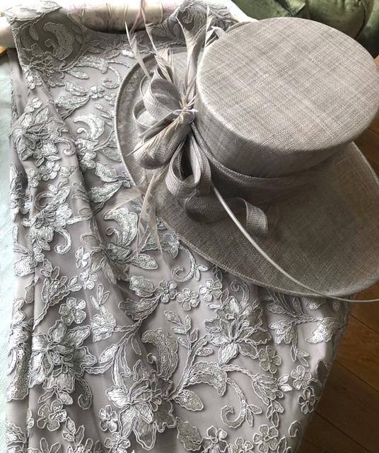 Classic Sinamay Mercury Grey Wedding Hat - Customer Photo From Annie Strugnell